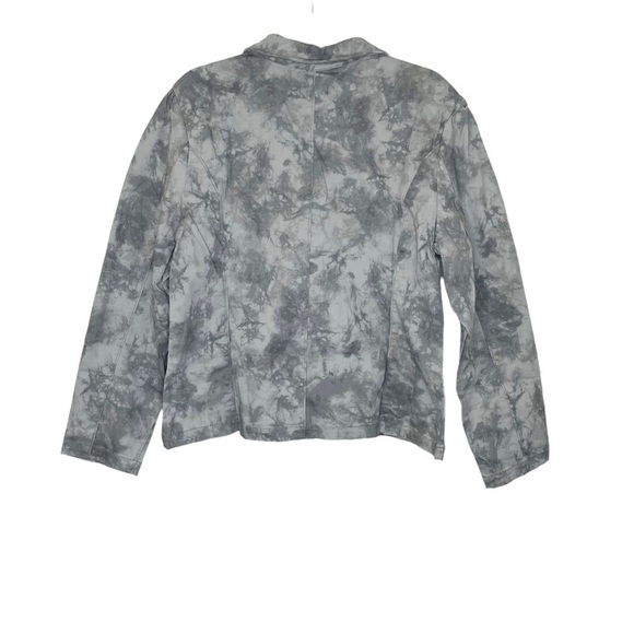 Democracy Seamed Denim Military Jacket Stormy Sea Tie Dye Gray NWT - Picture 3 of 10